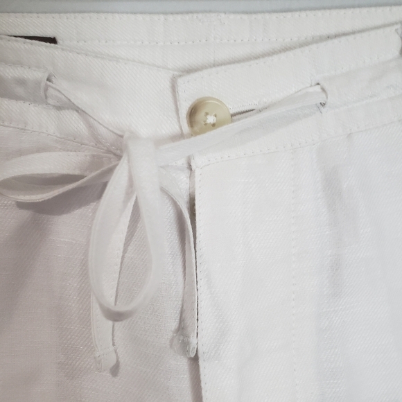 Perry Ellis Linen Blend Women White Cropped Pants Size 32 - Picture 4 of 13